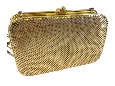 Lovely WHITING & DAVIS Mesh Evening Purse and Shiny Gold-Tone Big Link Fashion Necklace Branded
