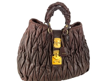 Impressive Ruched Leather MIU MIU Brand Bag/Tote