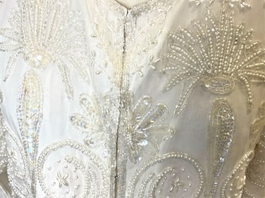 Vintage (With Tags) Elegant Ivory Silk Beaded Jacket - LAURENCE KAZAR NEW YORK - Never Worn