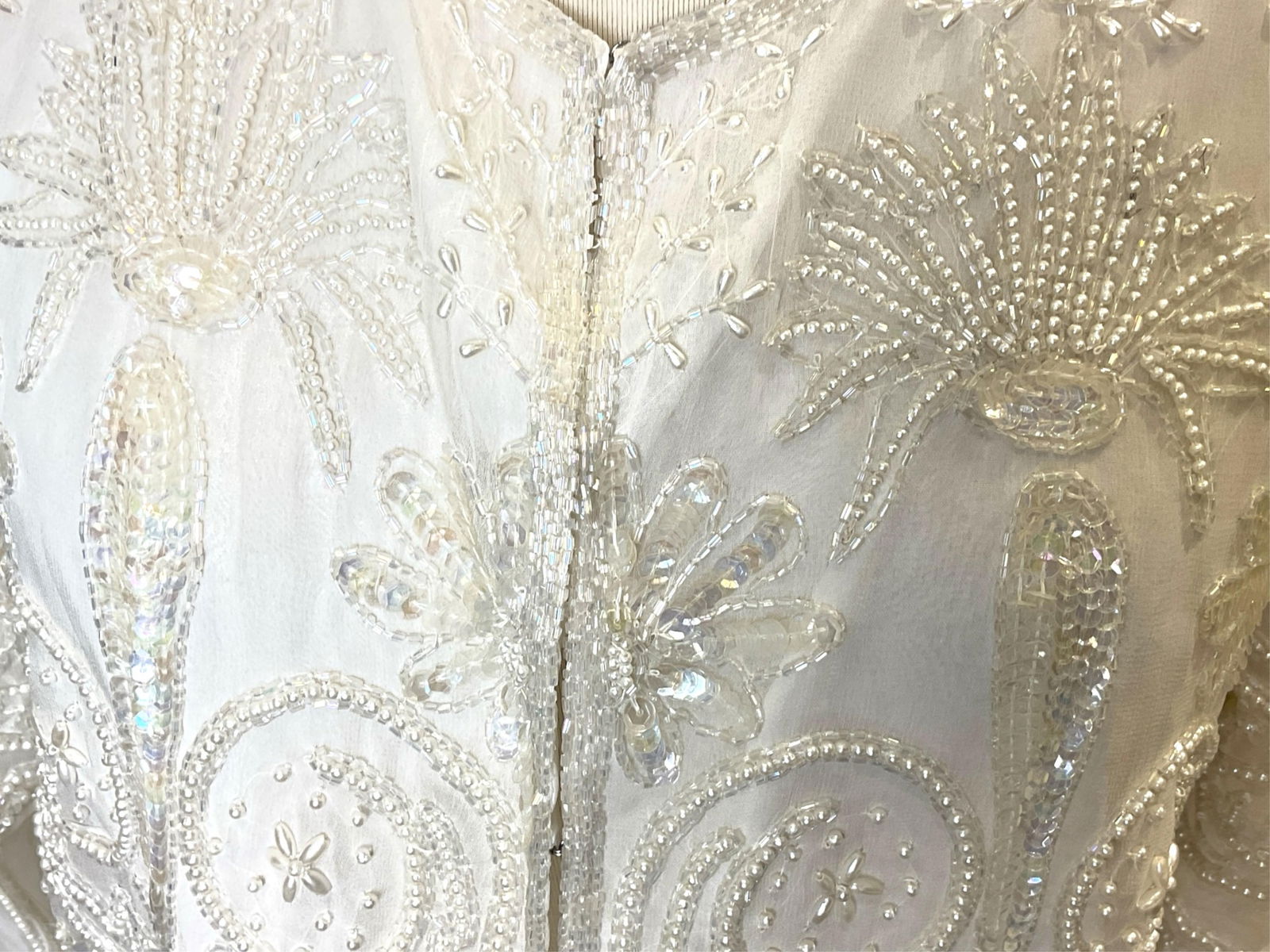 Vintage (With Tags) Elegant Ivory Silk Beaded Jacket - LAURENCE KAZAR NEW YORK - Never Worn (1 of 8)