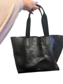 Black Leather Coach Tote Bag
