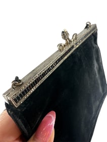 Collectible Antique Evening Bag w/Beaded Sparkly Sterling-Silver Frame Made in Germany