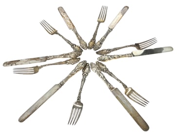 Gorham Virginians Sterling Silver Dinner Forks & Sterling Handled Knives