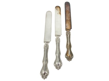 Three Long Silver Blunt Knives