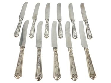 Saint Dunstan Chased by Gorham Sterling Silver Handled Dinner Knifes