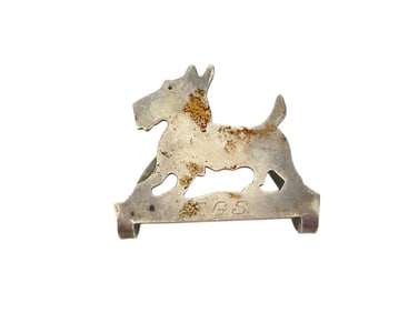 Vintage Scotty Dog Napkin Clip in Silver