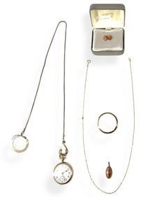 Circa 1915 Vintage Elgin Pocketwatch and Goldstone Jewelry Set