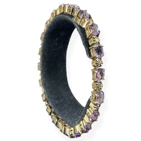 Sterling Silver/Vermeil Bracelet with Amethyst and Diamond Stones
