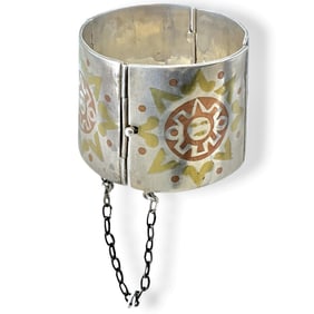 Silver Bracelet with Burnished Copper Inlay