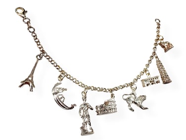 Sterling Silver Charm Bracelet with Travel Charms