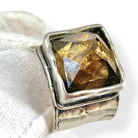 Sterling Silver and Faceted Smoky Quartz Ring