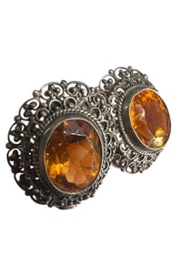 Pair of Citrine Earrings in Silver