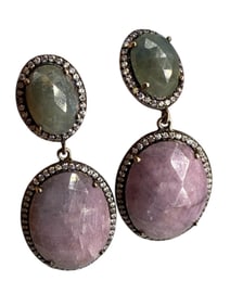 Attractive Large Corundum Earrings in Sterling Silver