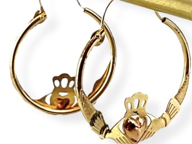 14kt Gold Dual Tone Hoop Earrings