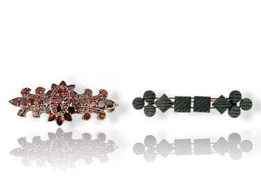 Two Vintage Pins Including One w/Bohemian Garnets