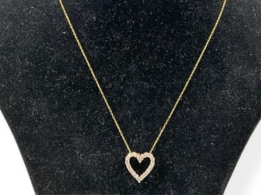 New With Tag, EFFY Gold Over Sterling Necklace With Diamond Heart Pendant