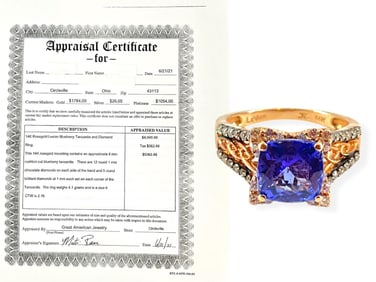 14kt Rose Gold LeVian Blueberry Tanzanite & Diamond Ring