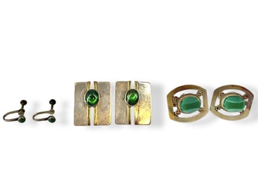 Vintage Silver/Silver-Tone Earrings w/Various Stones