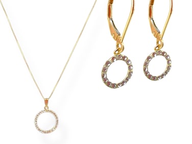 14kt Yellow Gold and Crystal Jewelry Set