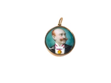 Well-Executed Antique Enamel Portrait Pendant
