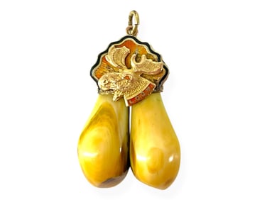 Masonic Elk/Animal Teeth in Pendant with Gold Cap Marked ìL.O.O.M.î