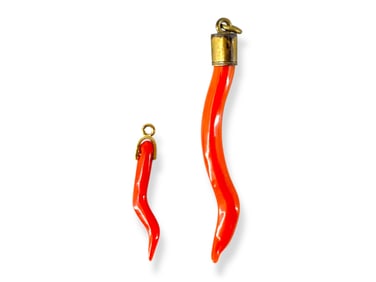 Two Cornicello Coral Pendants - His & Hers