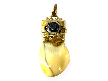 Masonic Style Pendant w/Elk or Animal Tooth from 1924, Applied Deer Head