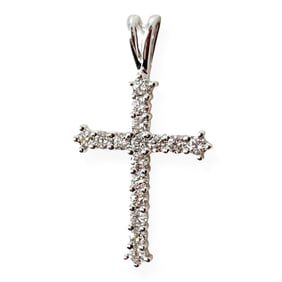 14kt White Gold Diamond Cross Pendant