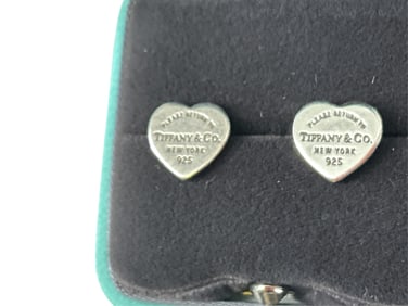 Sterling Silver Tiffany & Co. Heart Shaped Earrings