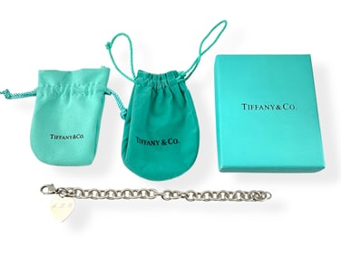 Tiffany & Co. Sterling Silver Bracelet with Heart Tag Charm
