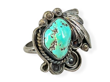 Southwestern Sterling Silver and Turquoise Stone Ring