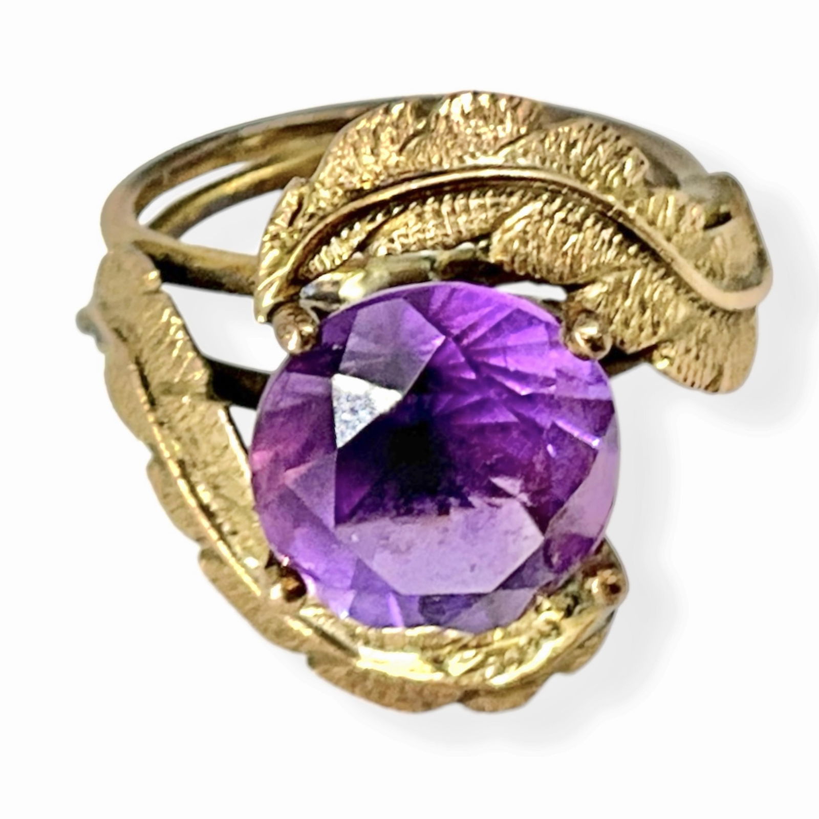 9kt Gold and Amethyst Stone Dinner Ring (1 of 5)