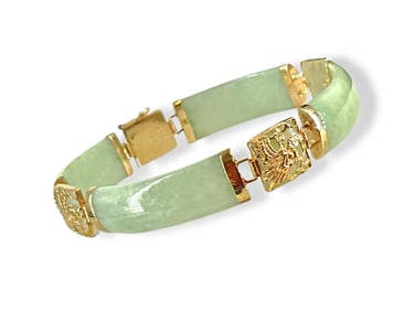 14kt Yellow Gold and Jade Stones Bracelet