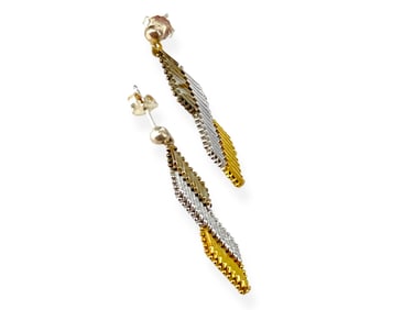 Dual-Tone Drop Earrings for Pierced Ears