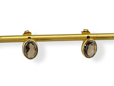 14kt Gold and Smoky Quartz Semi-Precious Stone Earrings