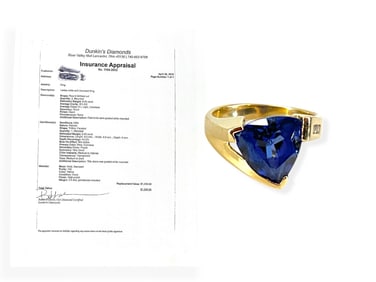 14kt Yellow Gold Ladies Iolite & Diamond Ring