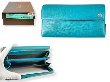 New Gucci Leather Continental Wallet