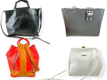 Four Bags: 1970ís Vintage ALBERT NIPON White Leather Bag, Dark Coral/Red VALENTINA Italian Leather