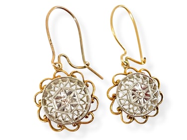 10kt Gold Dangle Earrings with Diamonds