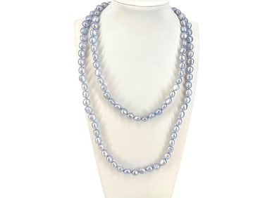 Long Gray Pearl Necklace - Likely Honora