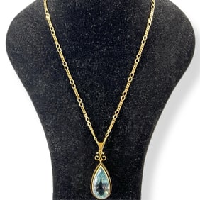 14kt Yellow Gold Necklace/Pendant with 25 ctw. Aquamarine Gemstone