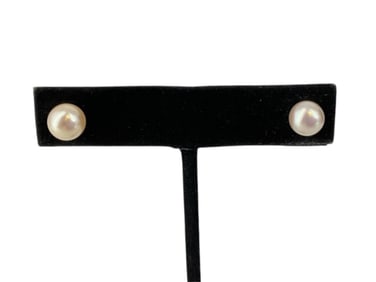 14kt Yellow Gold and Pearl Solitaire Earrings