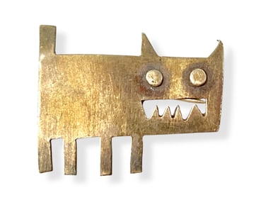 Sterling Silver Scary Cat Brooch