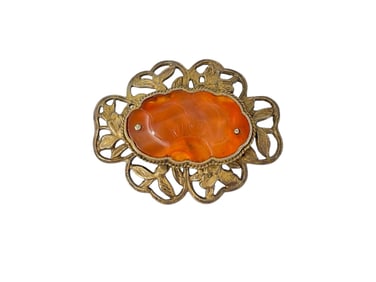 Vintage Carved Carnelian Decorative Brooch