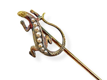 Antique Reptile Stickpin in Gold