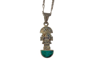 Sterling Silver Necklace with Southwestern Pendant ft. Figural Design