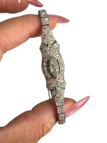 Platinum Art Deco Bracelet w/Large Center Marquise Diamond