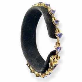 Pretty 14k Bracelet Lined with Tanzanites and Accent Diamonds