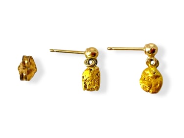 Gold Nugget Dangle Earrings