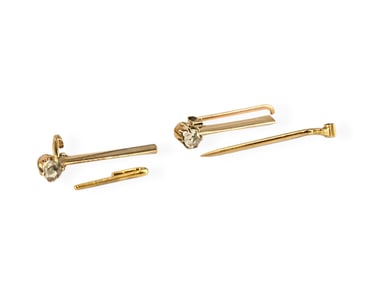 Vintage Yellow Gold Pieces for Scrap or Repurpose - Contains Two Small Rose-Cut Diamonds